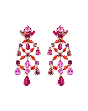 Shop Anabela Chan 18k Rose Gold Vermeil Tutti Frutti Multi Simulated Stone Chandelier Drop Earrings In Pink/rose Gold