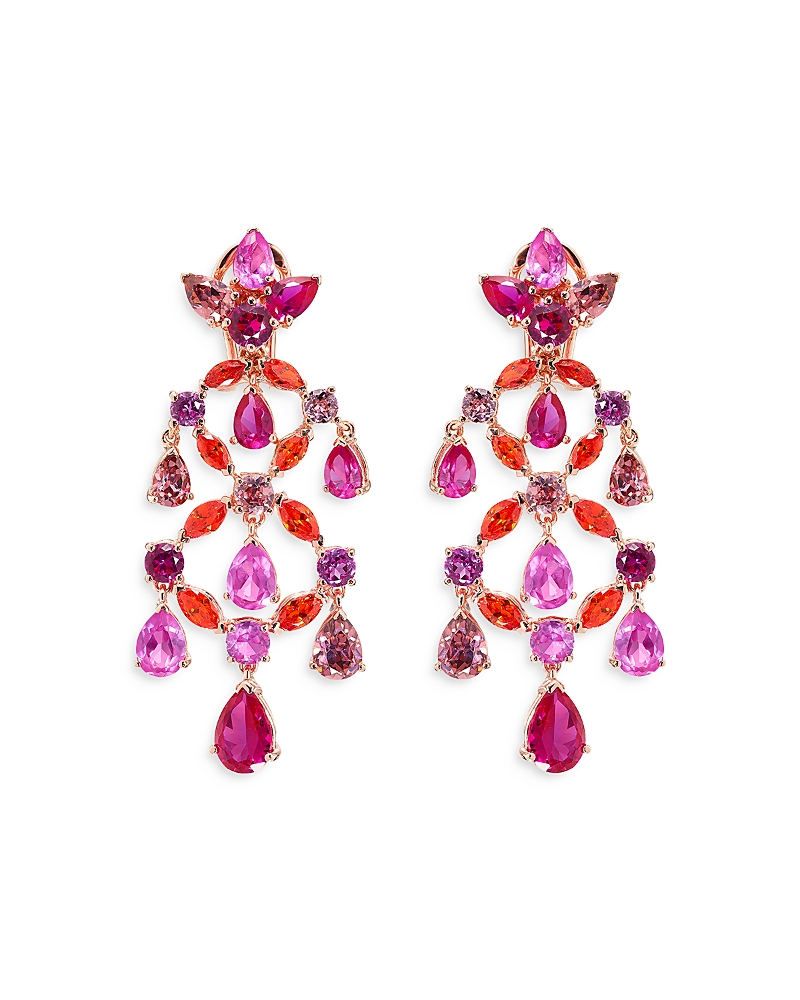 Anabela Chan 18k Rose Gold Vermeil Tutti Frutti Multi Simulated Stone Chandelier Drop Earrings In Pink/rose Gold