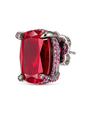 Supernova Synthesized Ruby Cushion Wing Stud Earrings