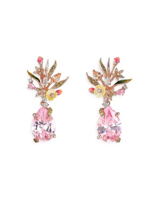 Anabela Chan - 18K Gold Vermeil English Garden Mother of Pearl & Simulated Stone Mini Pink Posie Drop Earrings