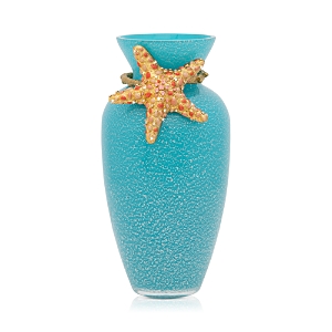 Shop Jay Strongwater Asteria Starfish Vase In Blue