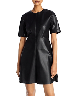 Bagatelle Faux Leather Seam Detail Dress In Black