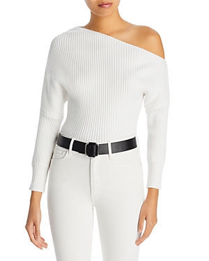 Line & Dot Blair One Shoulder Sweater In Ivory