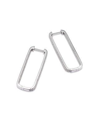 Diamond Geometric Hoop Earrings in 14K White Gold, 1.0 tcw 