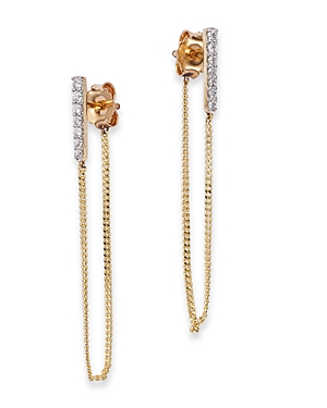 Bloomingdale's Diamond Vertical Bar Chain Earrings In 14k Yellow Gold, 0.16 Ct. T.w. - 100% Exclusive