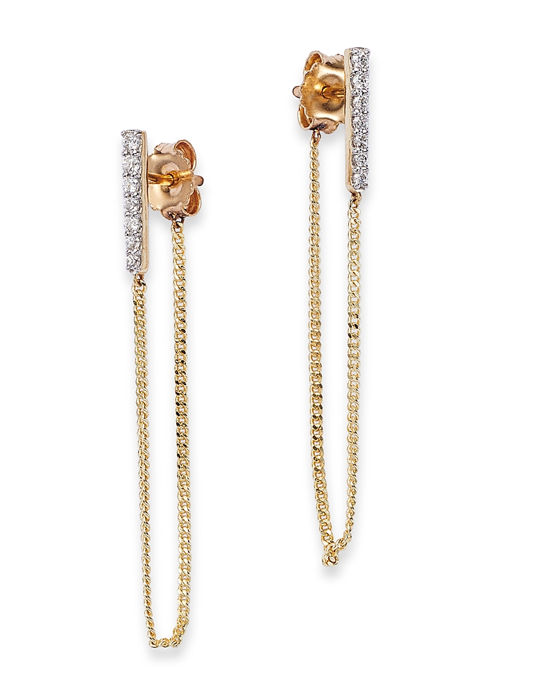 Bloomingdale's Diamond Vertical Bar Chain Earrings In 14k Yellow Gold, 0.16 Ct. T. W. - Exclusive In Gold