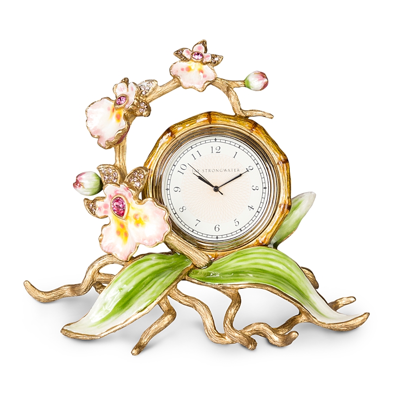 Jay Strongwater Orchid Clock In Multi