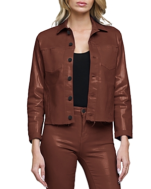 L Agence L'agence Janelle Coated Cropped Jacket In Nuckbuck Coated