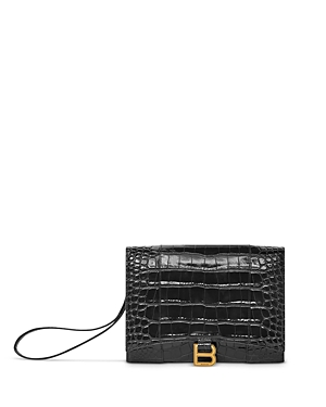 balenciaga hourglass croc embossed gusset pouch