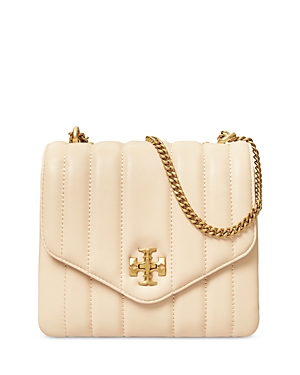 Tory Burch Kira Square Leather Crossbody Bag In Brie/gold