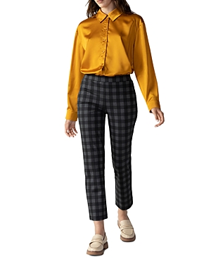 Sanctuary Carnaby High Waist Kick Flare Crop Pants In Onyx Check