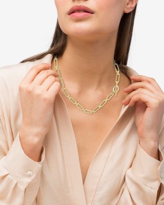 18K Yellow Gold Link Necklace, 18"