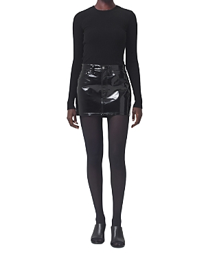 Agolde Recycled Leather Liv Mini Skirt In Blk Patent