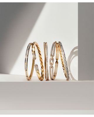 18K Yellow Gold Diamond Pav&eacute; Crossover Bangle Bracelet