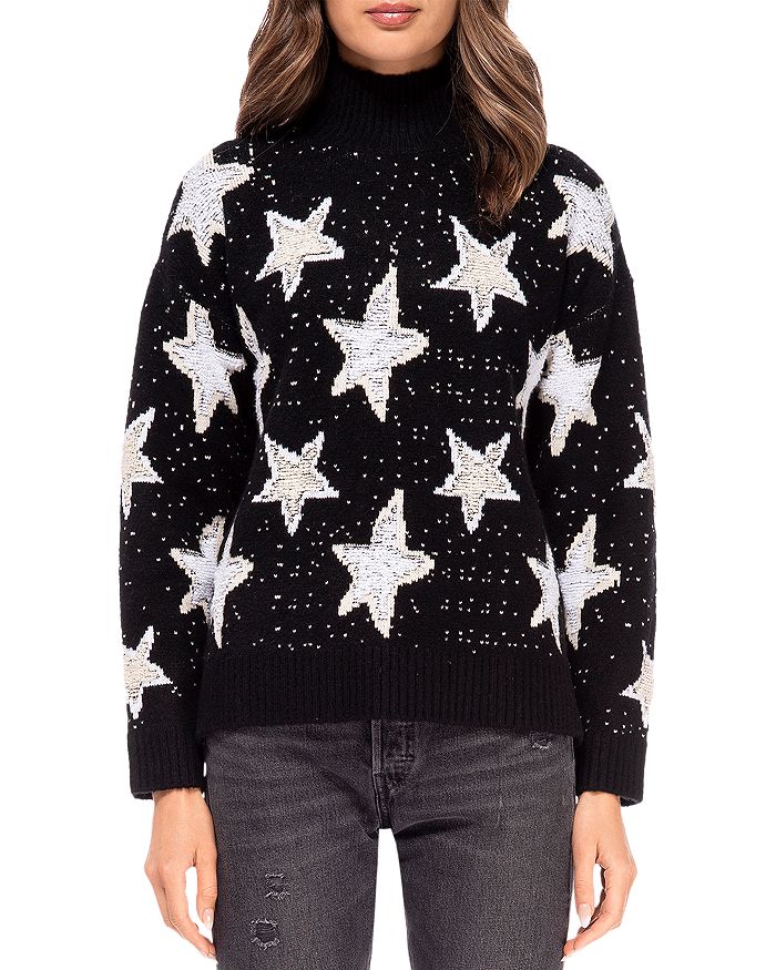 B Collection by Bobeau - Mock Neck Star Sweater