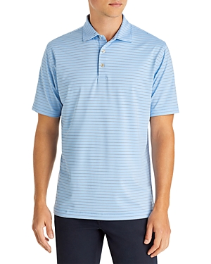 Peter Millar Drum Stripe Performance Polo In Cottage Blue/navy