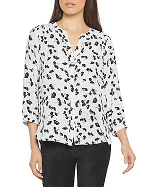 Nydj Three Quarter Sleeve Printed Pintucked Back Blouse In Southside