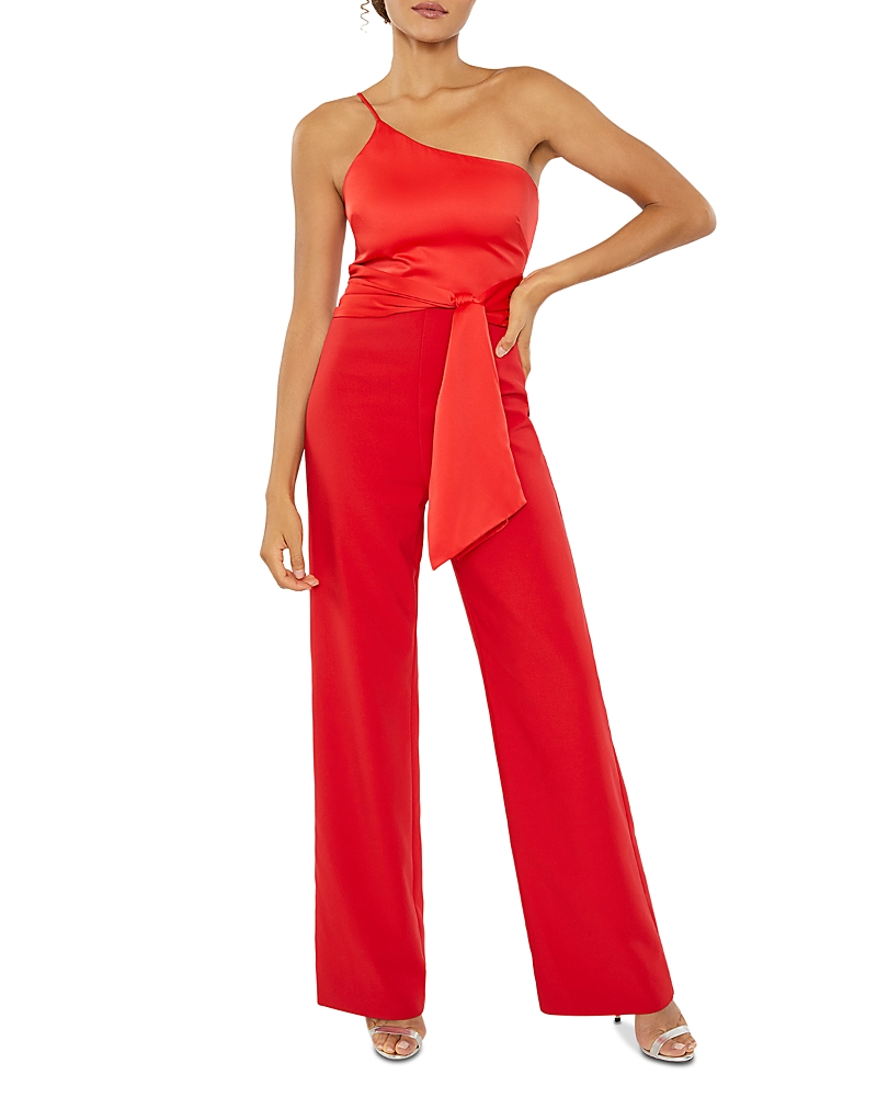 Likely Yara Tailored One-shoulder Jumpsuit In Scarlet