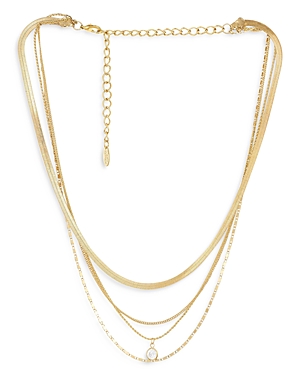 All the Chains 18K Gold Plated Layered Necklace, 13-15
