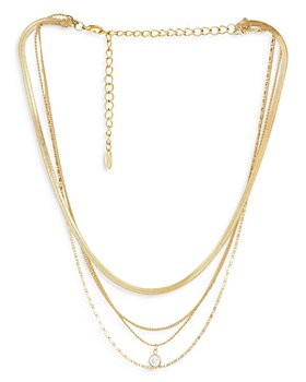 FAMARINE Gold Layered Necklace, 3 Layer Choker Necklace Chain Pendant  Costume Jewelry for Women