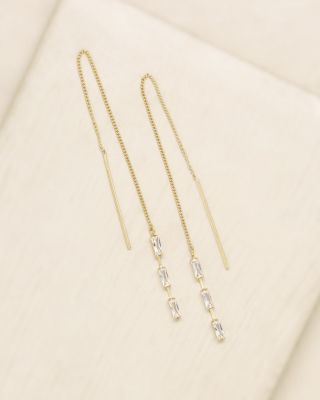 Triple Baguette Chain Threader Earrings