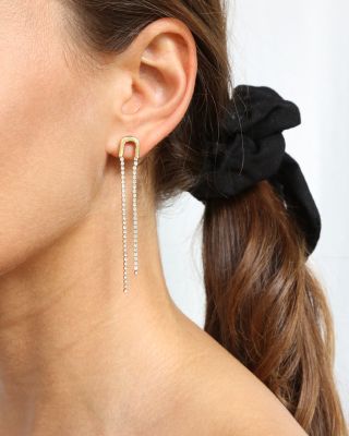 Embellished Asymmetric Arch Drop Earrings in 18K Gold Plate