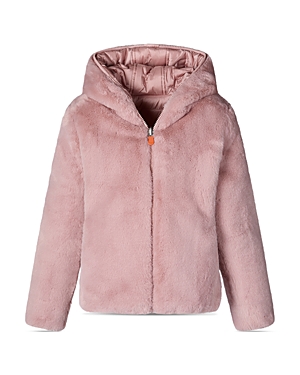 Shop Save The Duck Girls' Chloe Reversible Quilted & Faux Fur Jacket - Little Kid, Big Kid In Blush Pink