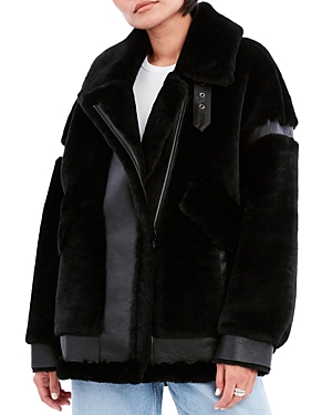 Shop Dawn Levy Sean Geniune Shearling & Leather Coat In Black