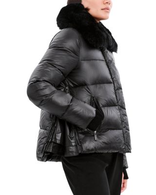 Vera Shearling Trim Down Coat 