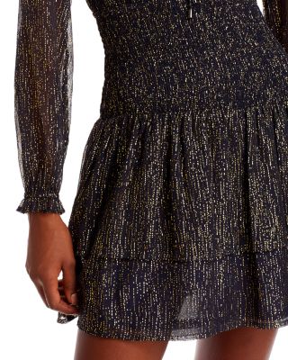 AQUA Metallic Dot Smocked Mini Dress - 100% Exclusive | Bloomingdale's Women