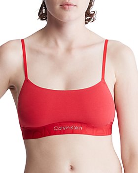 Calvin Klein Embossed Icon Cotton Light lined Triangle Bralette, Red - Bras
