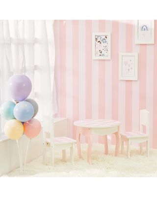 Kids Aurora Princess 18" Doll Pink Plaid Table & Chair with Accessories, Delight Pink - Ages 3-7