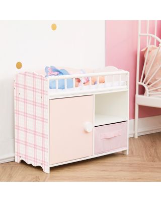 Kids Aurora Princess Pink Plaid Baby Doll Bed with Accessories Pink - Ages 3-7
