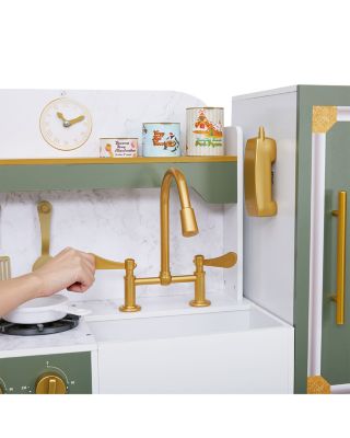 Kids Versailles Deluxe Classic Play Kitchen Olive Green - Ages 3-7