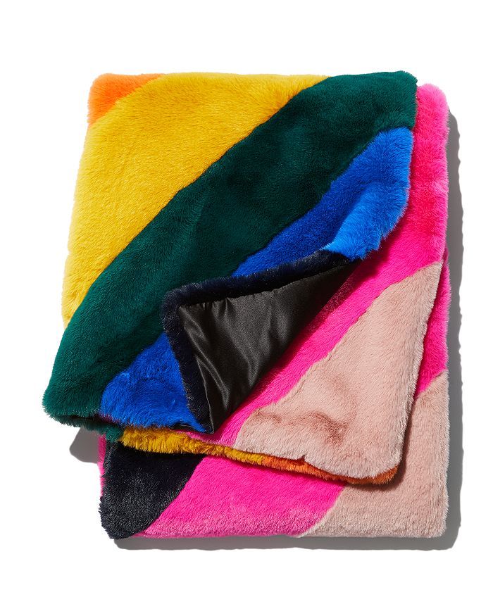 KURT GEIGER LONDON - Rainbow Faux Fur Blanket - 150th Anniversary Exclusive