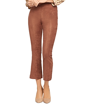 Nydj Pull-on Ankle Slim Bootcut Faux Suede Pants In Coffee Bean