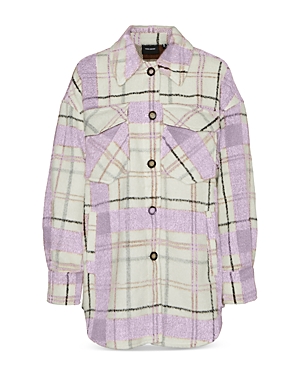 Vero Moda Leslie Brushed Plaid Shirt Jacket In Lavender