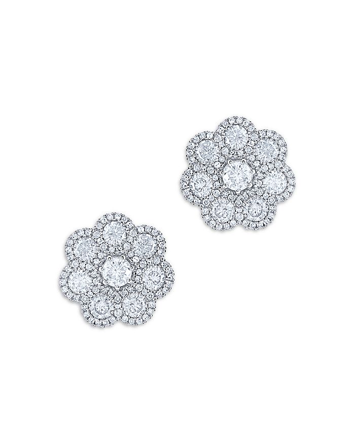Bloomingdale's Diamond Halo Flower Stud Earrings in 14K White Gold, 4.0 ...