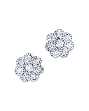 Bloomingdale's Diamond Halo Flower Stud Earrings in 14K White Gold, 4.0 ct. t.w. - 100% Exclusive