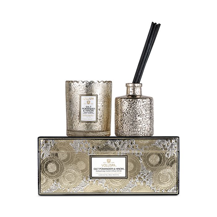 Voluspa Gilt Pomander & Hinoki Candle & Diffuser Gift Set Bloomingdale's