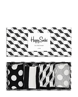 Happy Socks Filled Optic Cotton Blend Crew Socks Gift Box, Pack of 4