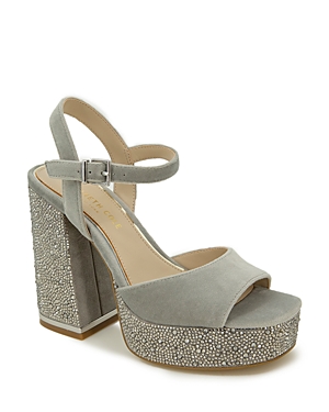 Kenneth Cole Women's Dolly Crystal Ankle Strap Platform Sandals In Silver