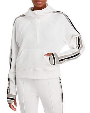 Shop Blanc Noir Porto Athletic Stripe Hoodie In Cloud Dancer Combo