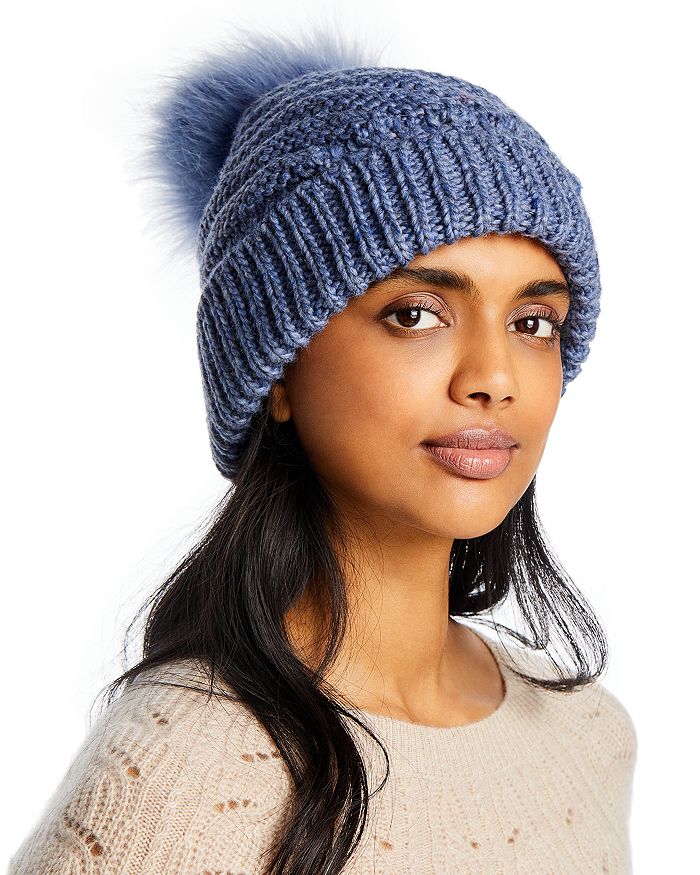 Kyi Kyi Faux Fur PomPom Knit Hat Bloomingdale's