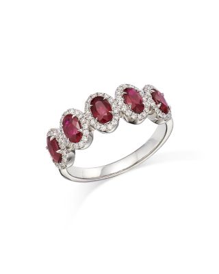 Bloomingdale's Fine Collection Ruby & Diamond Halo Ring in 14K White Gold - Exclusive