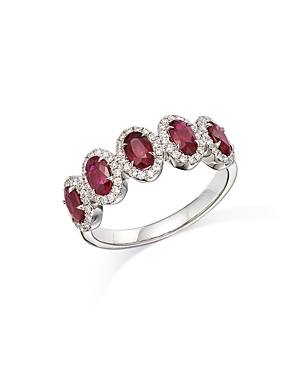 Bloomingdale's Ruby & Diamond Halo Ring in 14K White Gold - 100% Exclusive