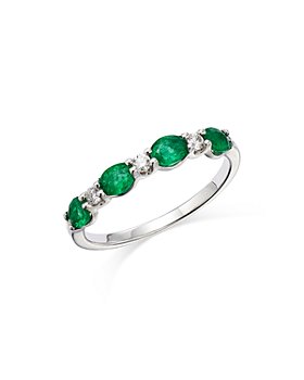 Bloomingdale's - Emerald & Diamond Stacking Ring in 14K White Gold - 100% Exclusive