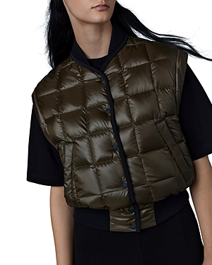 Shop Mackage 2 In 1 Ultralight Recycled Sateen Crop Bomber Jacket In Army