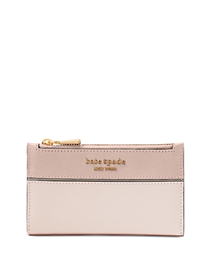 Kate Spade New York Morgan Color Blocked Saffiano Leather Slim Bifold Small Wallet In Pale Dogwood