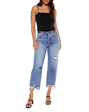 Blue Revival All Chained Up High Rise Cropped Straight Leg Jeans In Angel Falls In Angel Falls